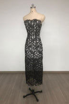 letitia Strapless Flower Embroidered Midi Dress