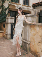Frederica Lace-Trimmed Ruffled Slip Dress