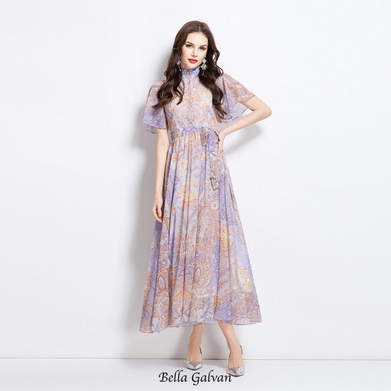 eileen multicolor single-breasted printed midi dress