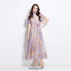 eileen multicolor single-breasted printed midi dress