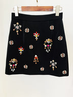 Flowering Girl Women Black Rhinestone Embellished Skirt Set
