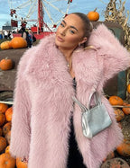 Flowering Girl Women Lily Faux Fur Fur Jacket Mid-length Warm Coat