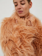 Flowering Girl Women nude pink fur coat