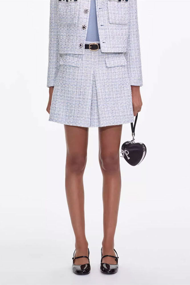 zenobia pale blue Tweed mini skirt