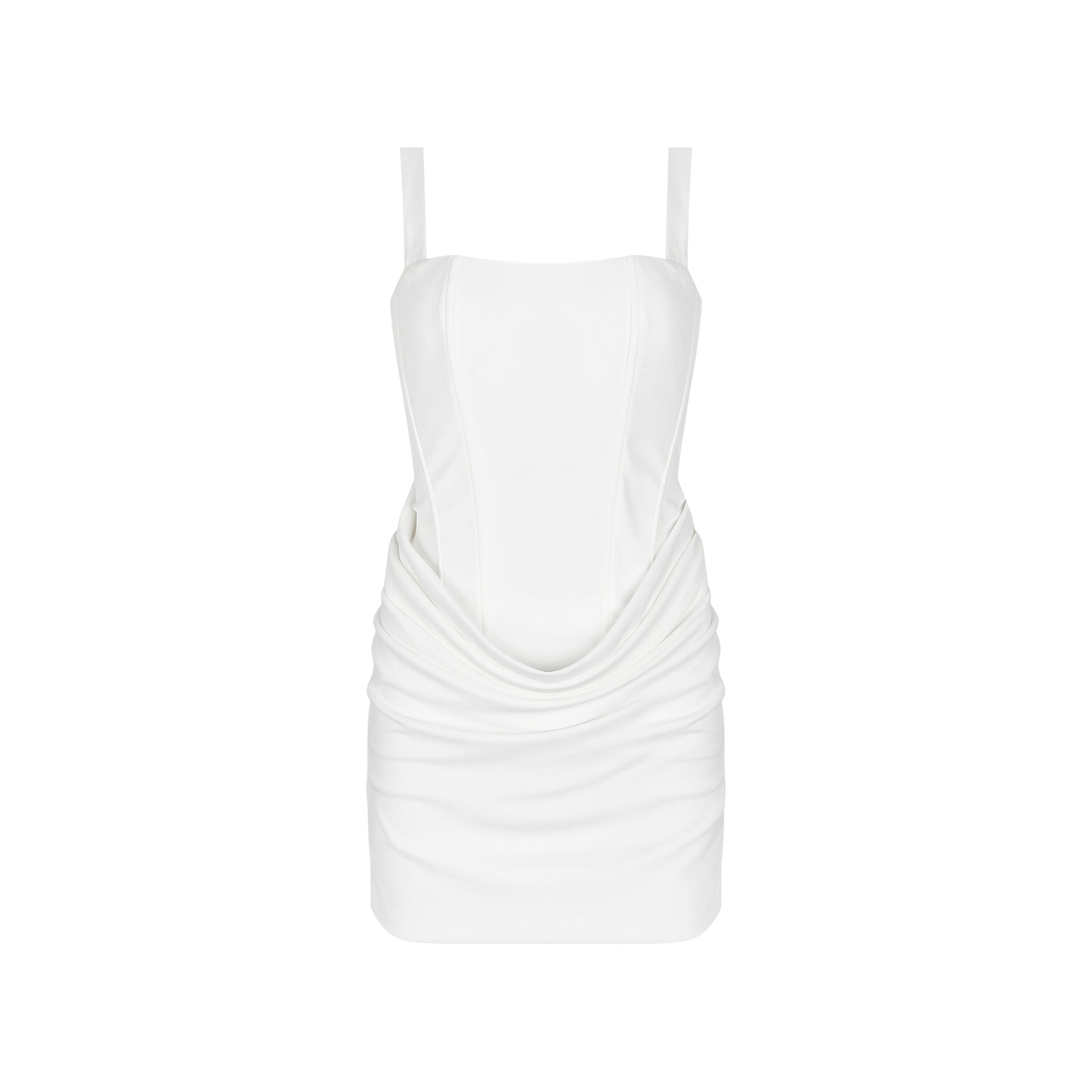 Flowering Girl Women Square Neck Ruched Bodycon Mini Dress