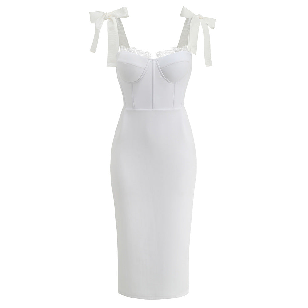 Arabela Sexy Strappy Bandage Dress - White