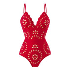 Cutout Out Backless Swimsuit In Red