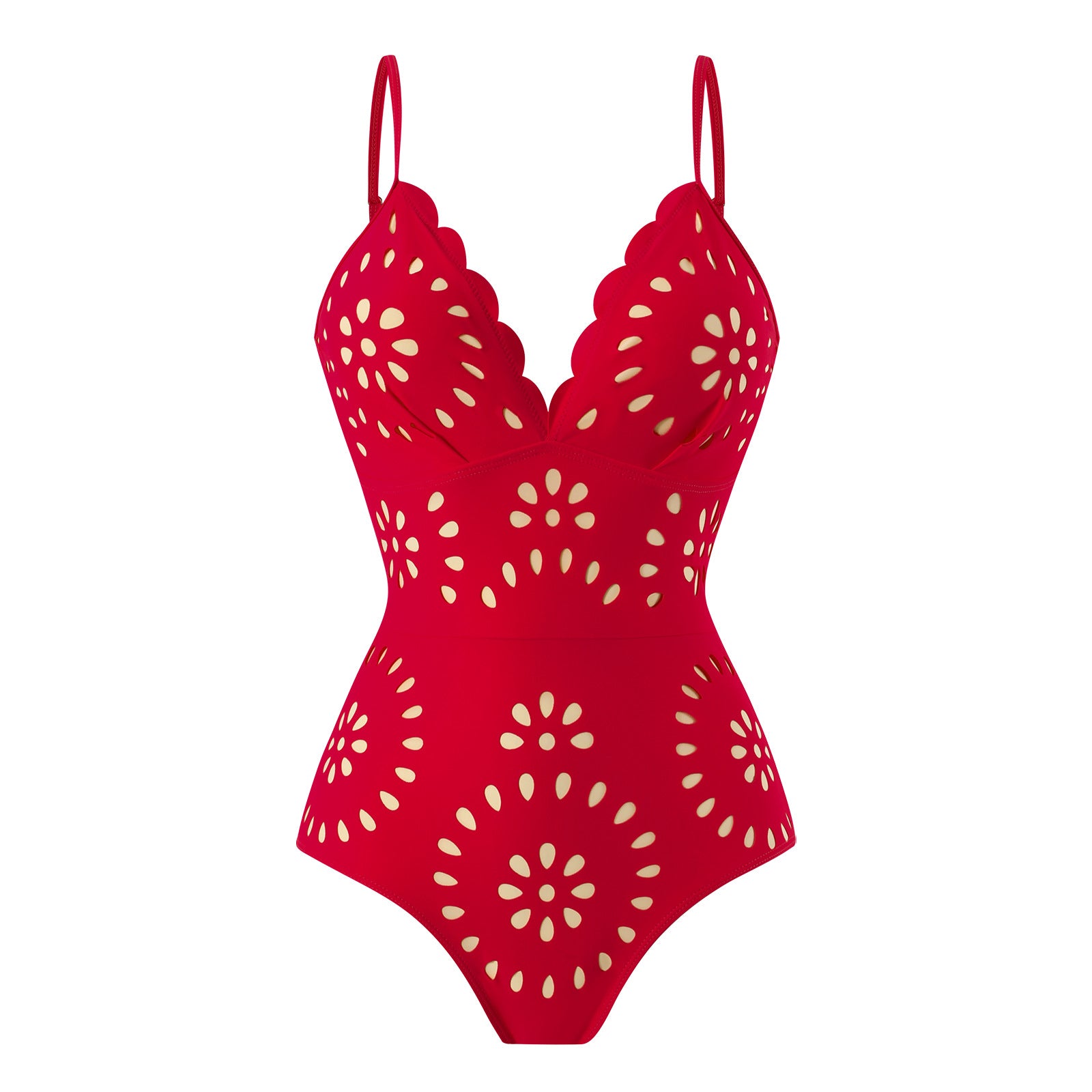 Cutout Out Backless Swimsuit In Red