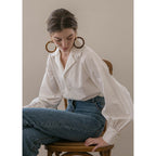 White Lantern Sleeve Shirt