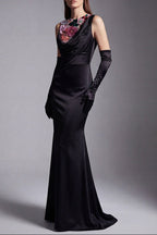 anila Black featuring floral embroidery jersey maxi dress