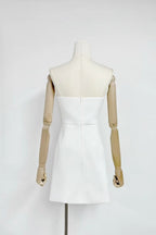 Rosario Appliqué Floral Bustier Mini Dress in white