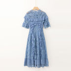 Flowering Girl Women Lorraine Lace Ruffle Trim Midi Dress In Blue