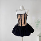 rebecca Black Corset Lace Flare Mini Dress