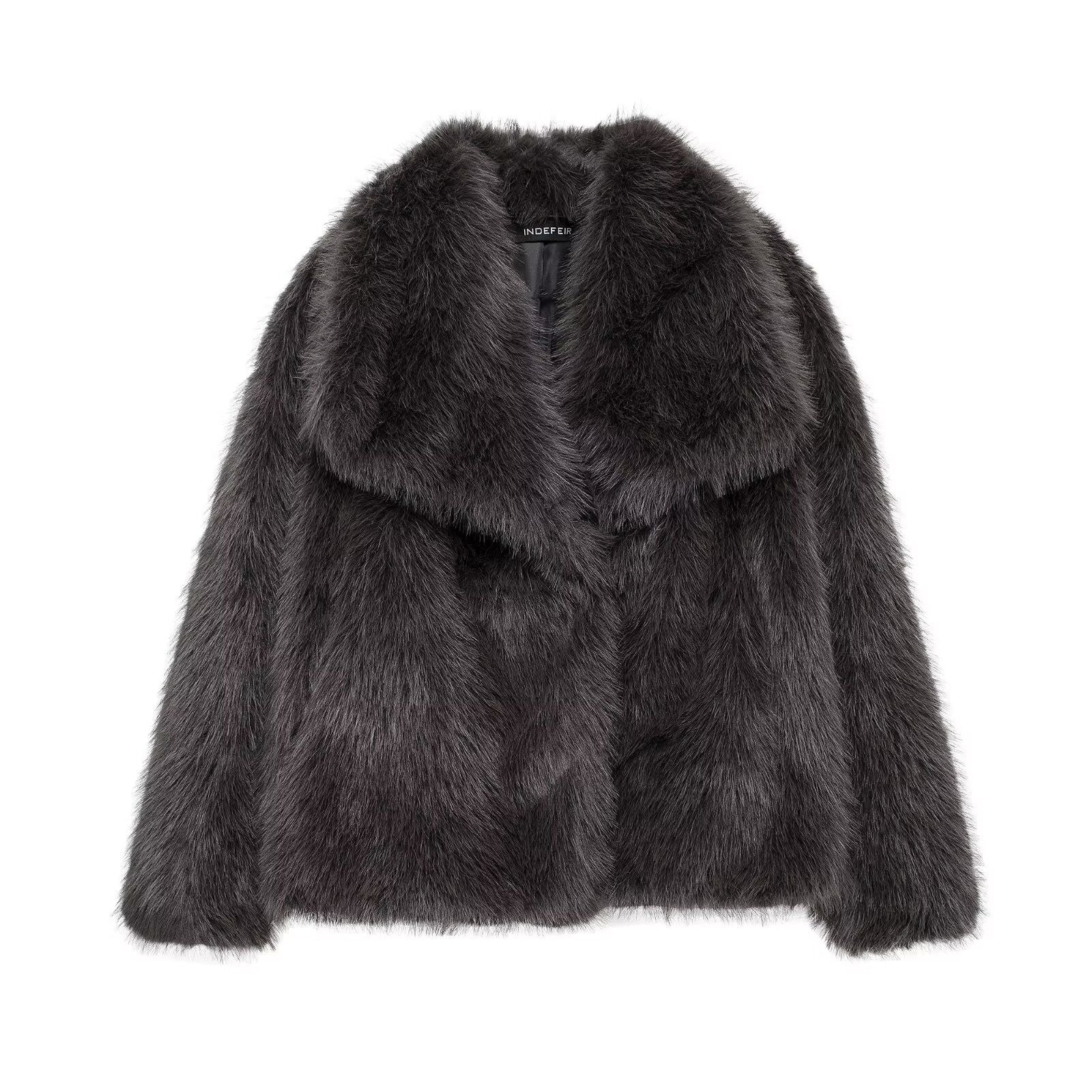 Flowering Girl Women mag lambswool thick fur coat