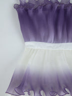 Flowering Girl Women Purple Gradient Pleated Ruffle Trim Layered Mini Dress
