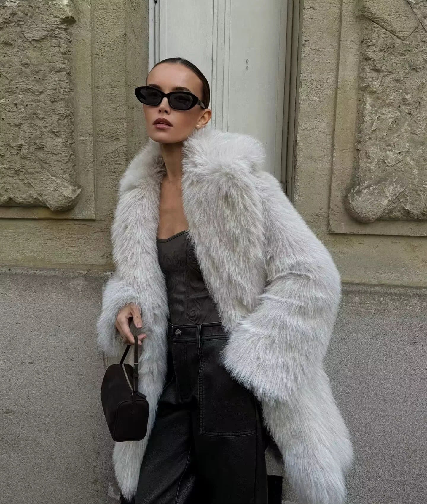 Flowering Girl Women imitation fox fur coat in winter