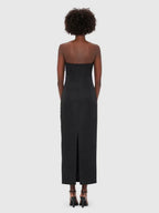 suzanne Appliqué Floral Bustier Maxi Dress in black