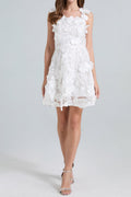 Flowering Girl Women georgia 3d Floral Lace mini Dress in white