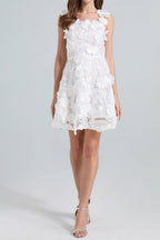 Flowering Girl Women Georgia 3d Floral Lace Mini Dress In White
