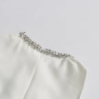 Flowering Girl Women Alyssa Round Neck Diamond Sleeveless Dress In White