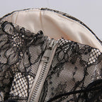 Flowering Girl Women Strapless Black Lace Corset Ruffle Tulle Mini Dress