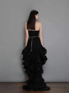 Selena Black Ruffle Trim Corset Mini Dress