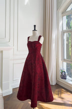 Burgundy Jacquard Camisole Midi Dress
