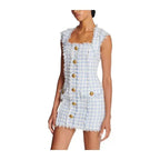 Flowering Girl Women Blue White Gingham Mini dress