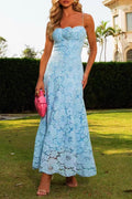 Flowering Girl Women Samantha Hollow Out Sleeveless Maxi Dress In Blue