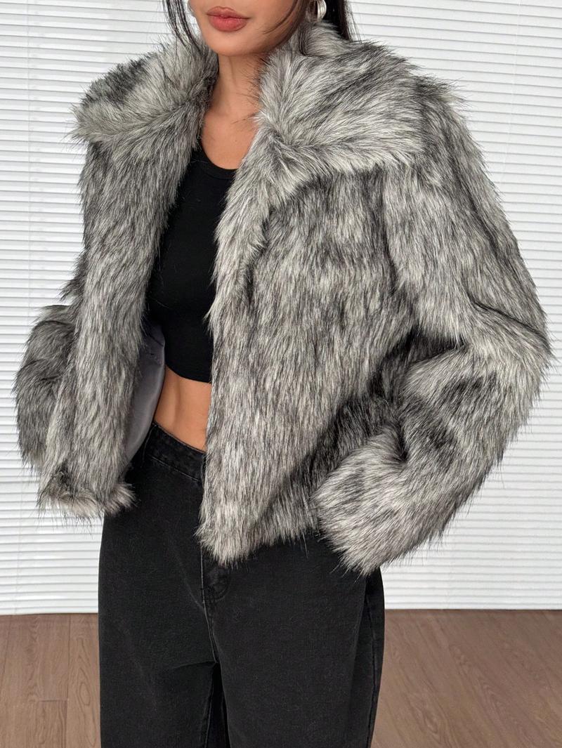 Flowering Girl Women imitation fox fur long sleeve short jackets