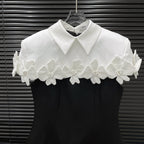 alma Collar Flower Mini Dress In Black