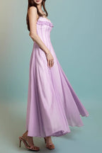 Flowering Girl Women Simona Chiffon Chest Wrap Maxi Dress In Purple