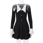 Flowering Girl Women two-tone hollow halter mini dress