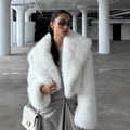 Flowering Girl Women imitation fox fur cropped fur coats with artificial large fur collars