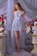 Vivi Light Blue Sleeveless Chiffon Banquet Dress