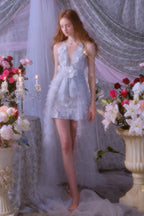 Vivi Light Blue Sleeveless Chiffon Banquet Dress