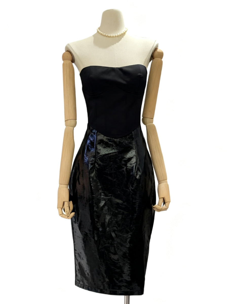 Flowering Girl Women Miriam Black Sleeveless Strapless Cropped Top Mini Skirt