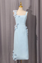 sabrina 3d flower Midi Dress in Blue