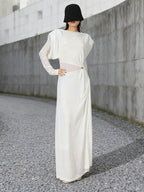 Flowering Girl Women Beryl Pleated Knitted Fabric Maxi Dress In White