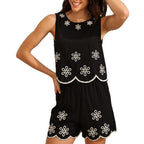 Embroidered Vest Shorts Suit