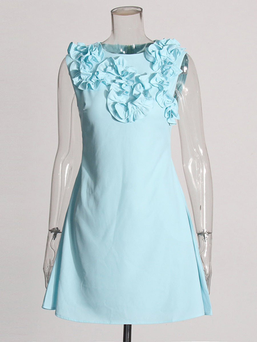 Flowering Girl Women floral embellished a-line mini dress in blue