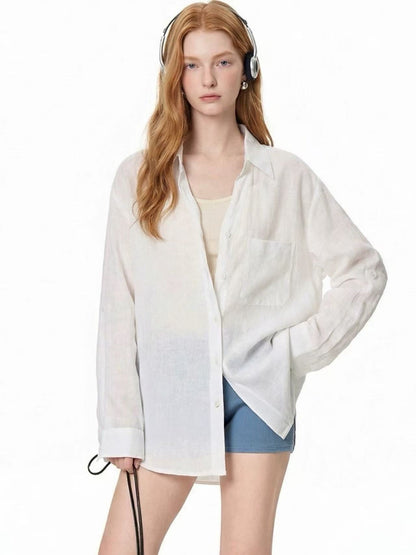 Lazy Style White Linen Shirt