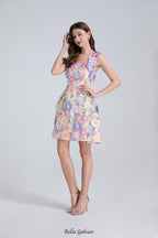 Flowering Girl Women georgia 3d Floral Lace mini Dress in purple