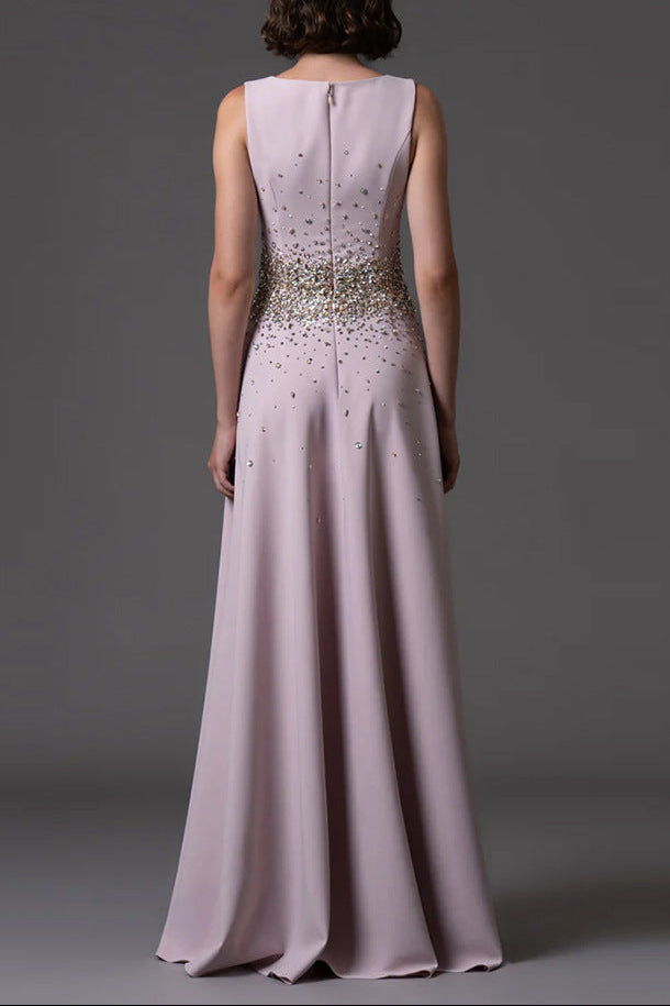 Flowering Girl Women pandora Beaded rhinestone sleeveless maxi dress - pink
