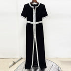 beverly rhinestone embellished maxi dress in black