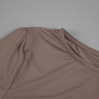 Flowering Girl Women Round neck ribbed knit maxi dress in coffee