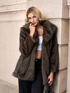 Flowering Girl Women Luxe Faux Fur Mid-Length Blazer Jacket