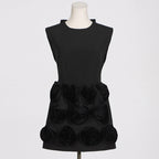 Flowering Girl Women xaviera rose applique mini dress in black