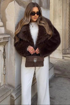Flowering Girl Women fox fur imitation fur cropped jacket