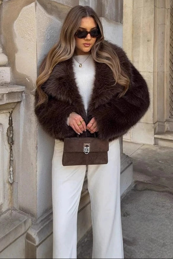 Flowering Girl Women fox fur imitation fur cropped jacket